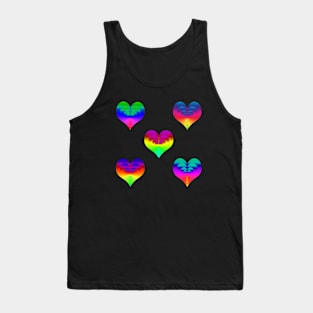 Rainbow Gradient Hearts Sticker or Magnet Pack Tank Top